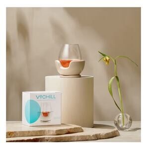 VoChill Stemless Wine Glass Chiller Stone Refreezable Frozen Cradle Stemless